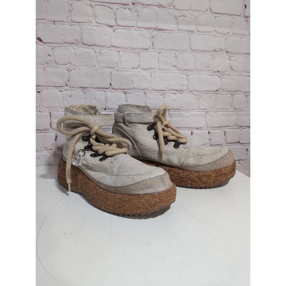 Escape Gaia Tan Women's Hiker Boots Shoes Size 9 Copper Amazonite Stone Adorned - Picture 3 of 13